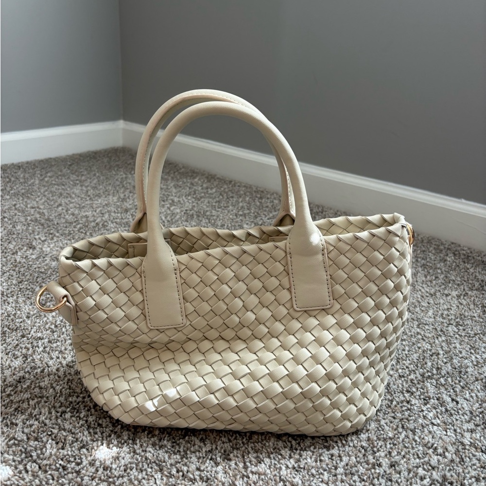 Anne Klein Cream Woven Mini Bag